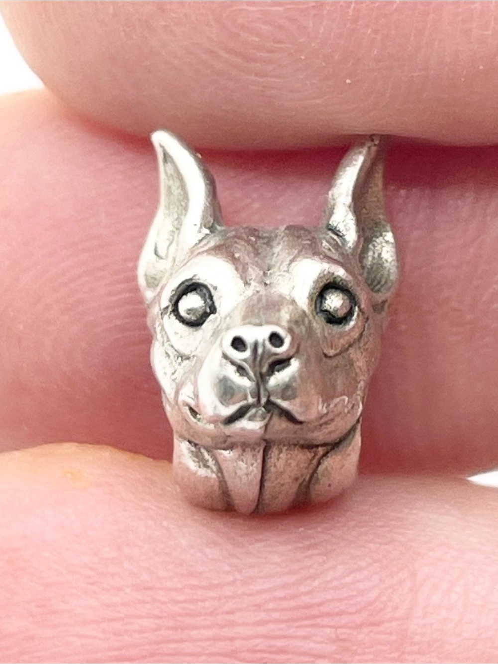 Sterling Silver Dog Bead Charm - Boston Terrier Head